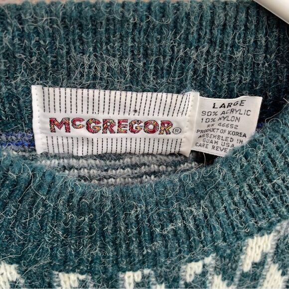 VINTAGE MCGREGOR SWEATER IN BLUE GEOMETRIC PRINT - Picture 5 of 5